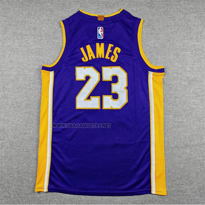 Camiseta Nino Los Angeles Lakers LeBron James NO 23 Statement Violeta2